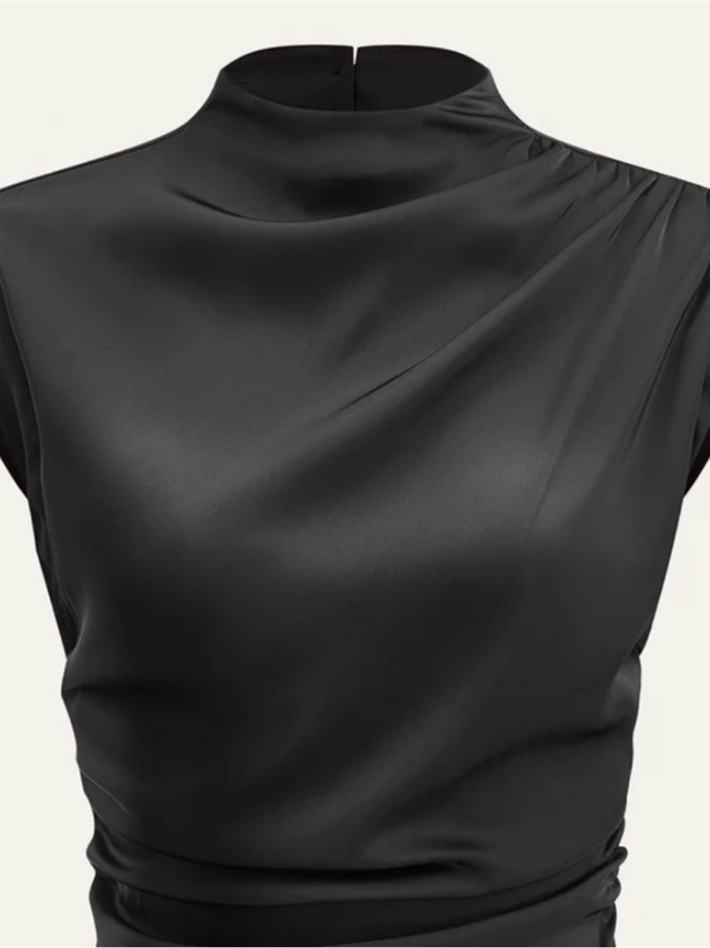 Commense Black Mock Neck Sleeveless Top